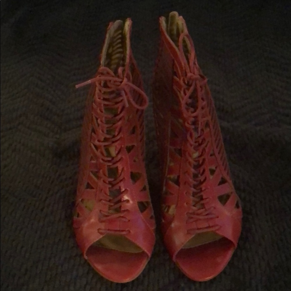 Red cut out booties